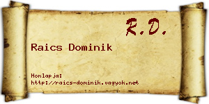 Raics Dominik névjegykártya